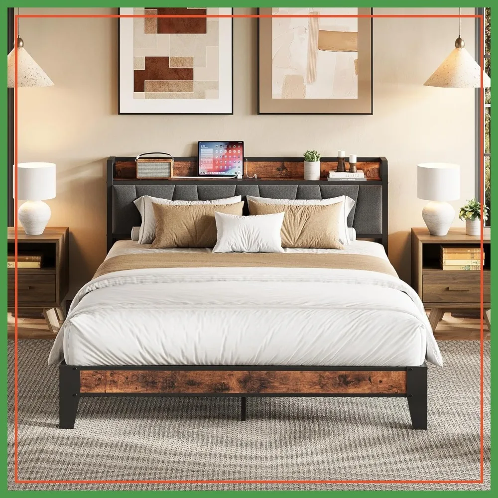 Queen Bed Frame with Storage Headboard and Charging Station, Solid and Stable, Noise Free, No Box Spring Needed, Easy Assembly
Queen Bed Frame with Storage Headboard and Charging Station, Solid and Stable, Noise Free, No Box Spring Needed, Easy Assembly