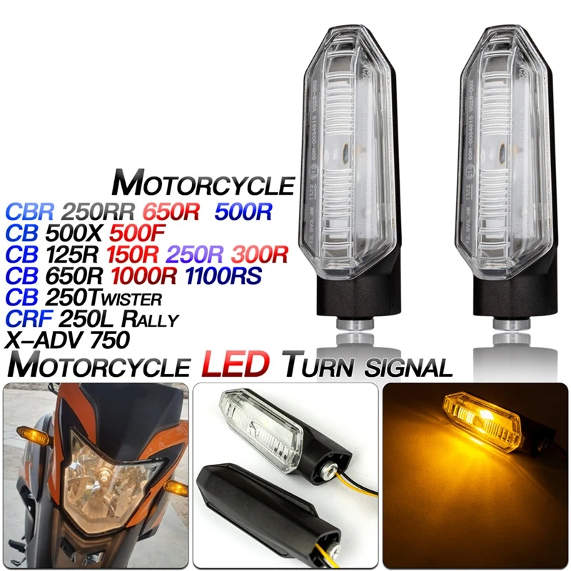 Motorcycle LED Turn Signal Lights Lamps Side Indicator for HONDA CB125/CBR650R/CBF/X-ADV /CB 150R /CB 300R/ CB 1000R
Motorcycle LED Turn Signal Lights Lamps Side Indicator for HONDA CB125/CBR650R/CBF/X-ADV /CB 150R /CB 300R/ CB 1000R