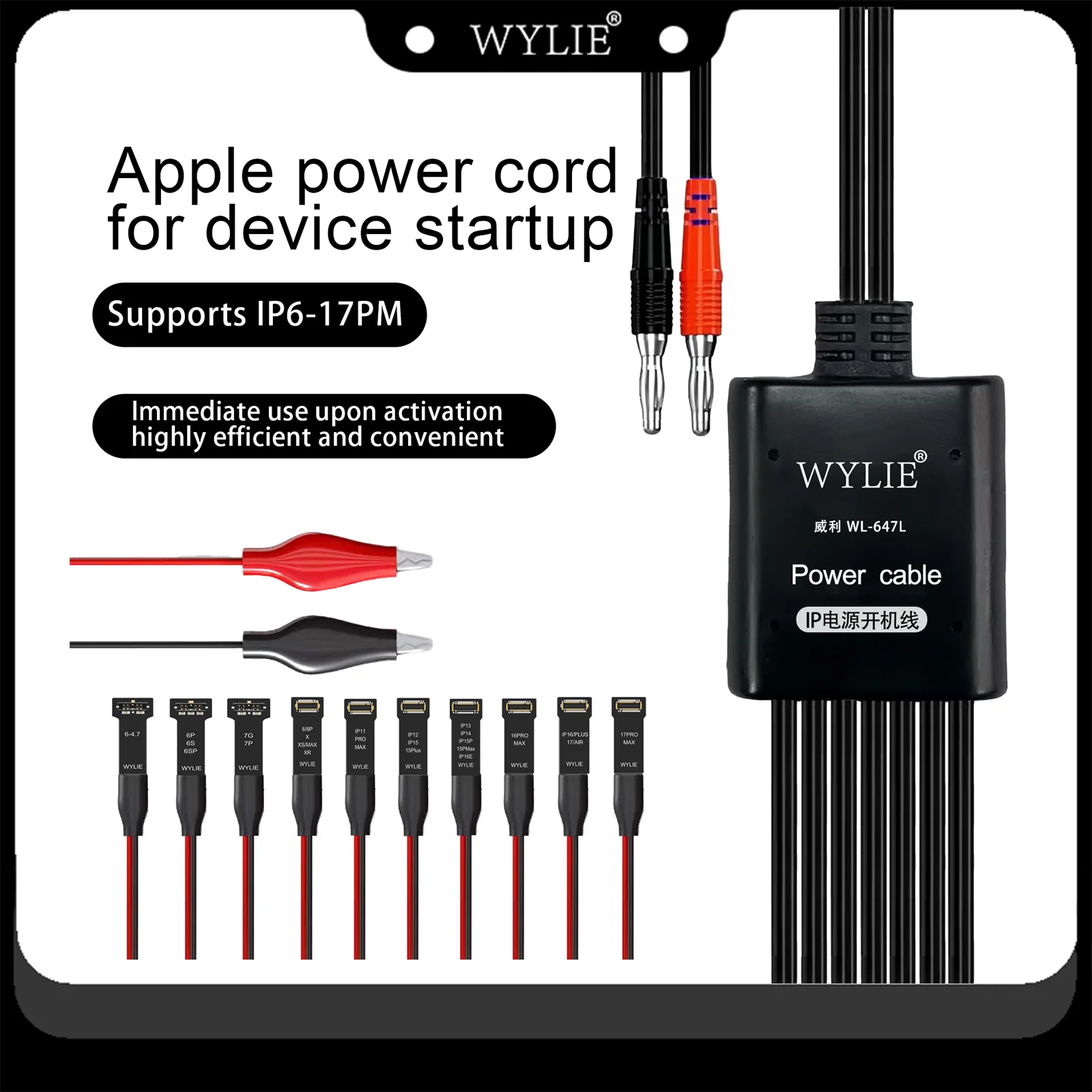 WYLIE WL-647L DC Power Supply Line Diagnostic Power Cable For iPhone 6~17 Pro Max Motherboard Testing & Repair Sets
WYLIE WL-647L DC Power Supply Line Diagnostic Power Cable For iPhone 6~17 Pro Max Motherboard Testing & Repair Sets