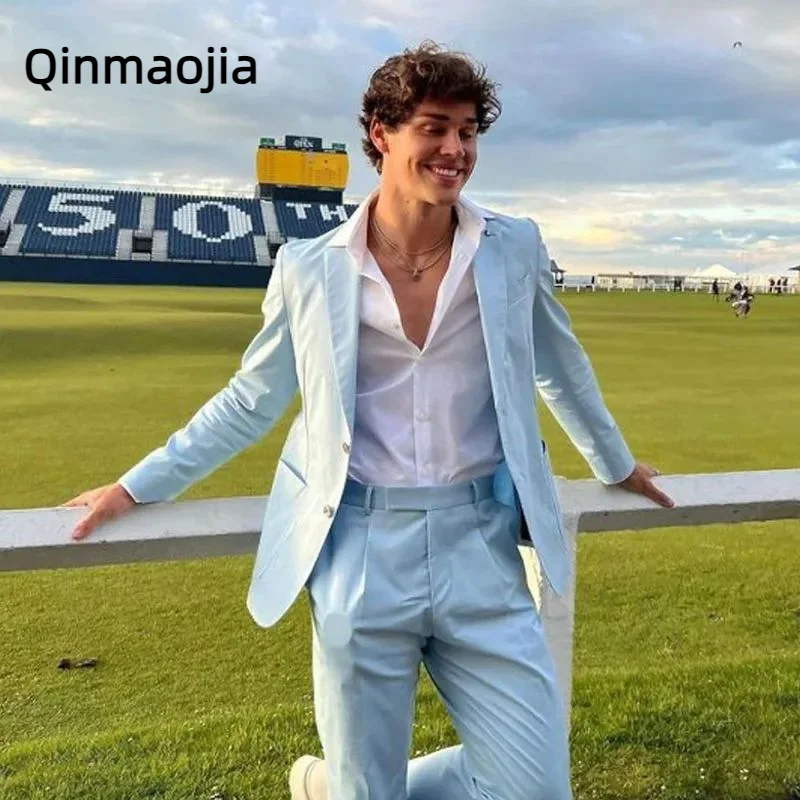Elegant Lapel Single Breasted Solid Male Suit Blue Fashion Party Prom Casual Wedding Best Man Groom Tuxedo 2 Piece Costume
Elegant Lapel Single Breasted Solid Male Suit Blue Fashion Party Prom Casual Wedding Best Man Groom Tuxedo 2 Piece Costume