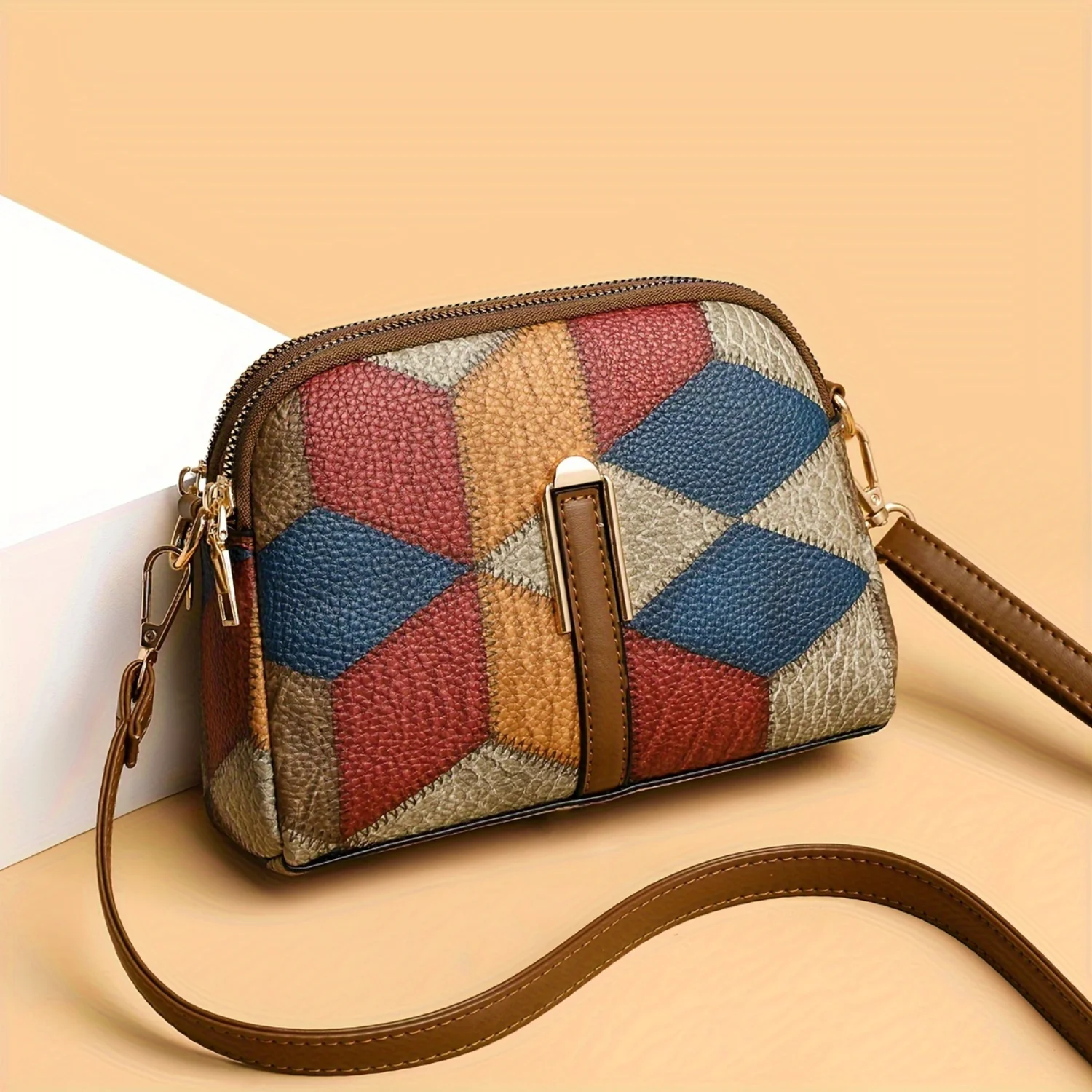 Stylish Colorblock Crossbody Bag with Retro Rhombus Pattern, Trendy Fashion Shoulder Bag for Women in a Variety of Colors and De
Stylish Colorblock Crossbody Bag with Retro Rhombus Pattern, Trendy Fashion Shoulder Bag for Women in a Variety of Colors and De