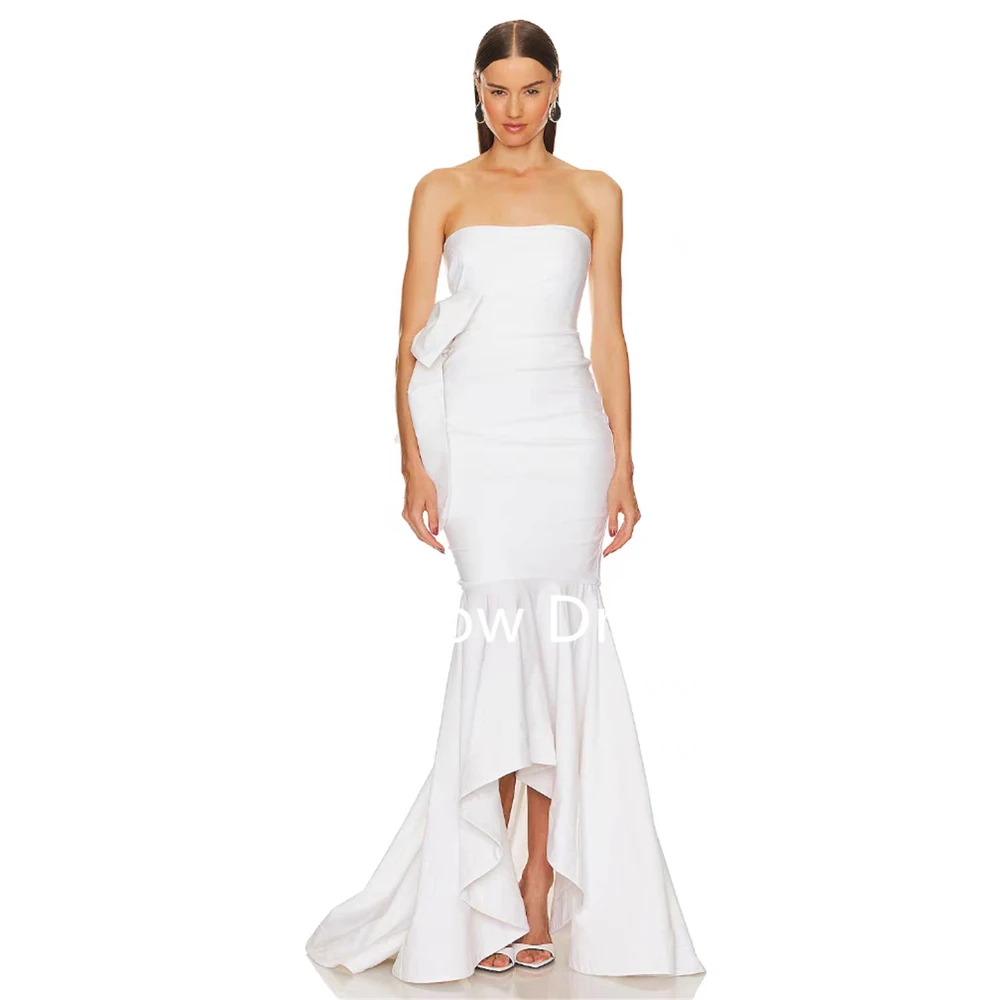Prowow Modest Strapless Mermaid Evening Dress High and Low Length Wedding Party Dress Customized Pure Ivory Women Formal Gown
Prowow Modest Strapless Mermaid Evening Dress High and Low Length Wedding Party Dress Customized Pure Ivory Women Formal Gown