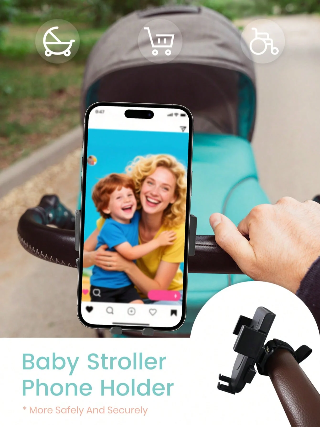 1PC Stroller Phone Holder, Shopping Cart Phone Holder - Fit on Handlebars - One-Hand Operation to Put On/Take Off Phone - 360 De
1PC Stroller Phone Holder, Shopping Cart Phone Holder - Fit on Handlebars - One-Hand Operation to Put On/Take Off Phone - 360 De