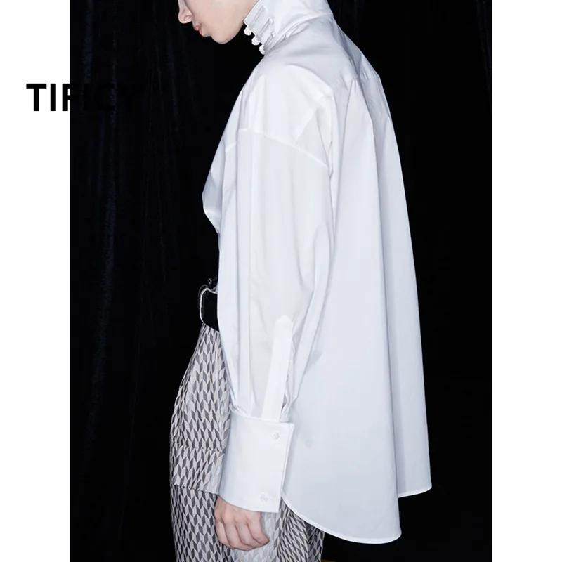 Cotton White blouses Women's Spring and Autumn New Style Casual Wide Pine Stand Collar Single Breasted Long Sleeved Shirts Top
Cotton White blouses Women's Spring and Autumn New Style Casual Wide Pine Stand Collar Single Breasted Long Sleeved Shirts Top