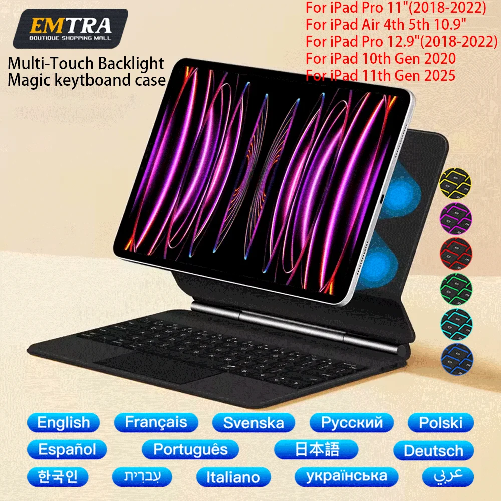Magic Keyboard for iPad 12.9 Por 6th 5th 4th 3rd Bluetooth Keyboard with Touchpad for iPad Air 13 M2 M3 Por11 Backlit Smart Case
Magic Keyboard for iPad 12.9 Por 6th 5th 4th 3rd Bluetooth Keyboard with Touchpad for iPad Air 13 M2 M3 Por11 Backlit Smart Case