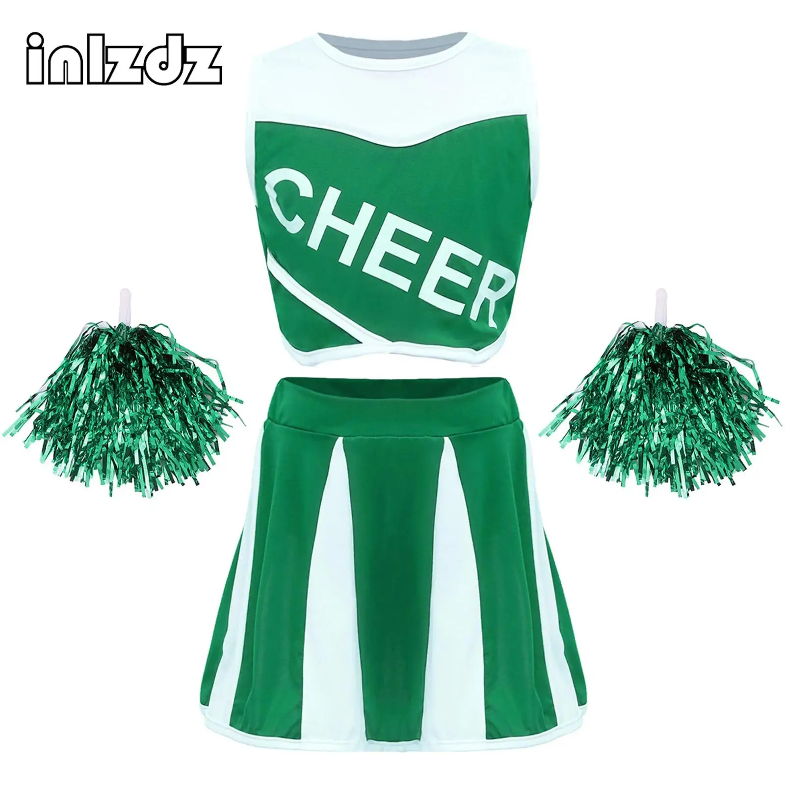 Girls Cheerleading Uniform Cheerleader Costume Crop Top Pleated Skirt And Pom Poms Cheer Modern Dance Stage Performance Outfits
Girls Cheerleading Uniform Cheerleader Costume Crop Top Pleated Skirt And Pom Poms Cheer Modern Dance Stage Performance Outfits