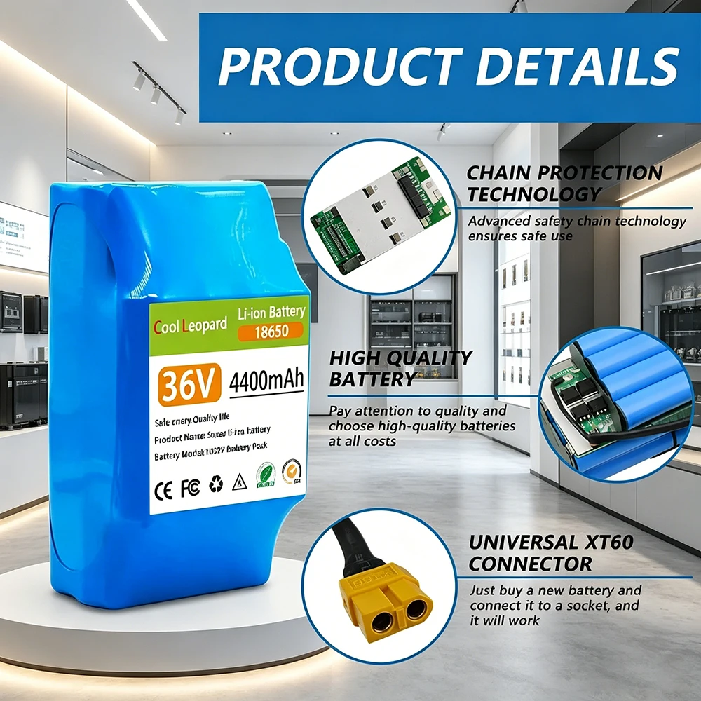 Genuine 36V 4400mAh 10s2p rechargeable lithium battery pack for self-balancing electric scooters, unicycles, hoverboards
Genuine 36V 4400mAh 10s2p rechargeable lithium battery pack for self-balancing electric scooters, unicycles, hoverboards