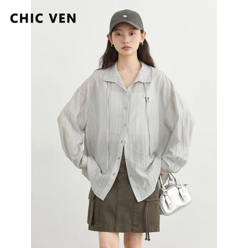 CHIC VEN Women Shirt Korean Casual New Drawstring Embroidered Loose Blouses Micro Transparent Sunscreen Female Tops Summer 2025
CHIC VEN Women Shirt Korean Casual New Drawstring Embroidered Loose Blouses Micro Transparent Sunscreen Female Tops Summer 2025