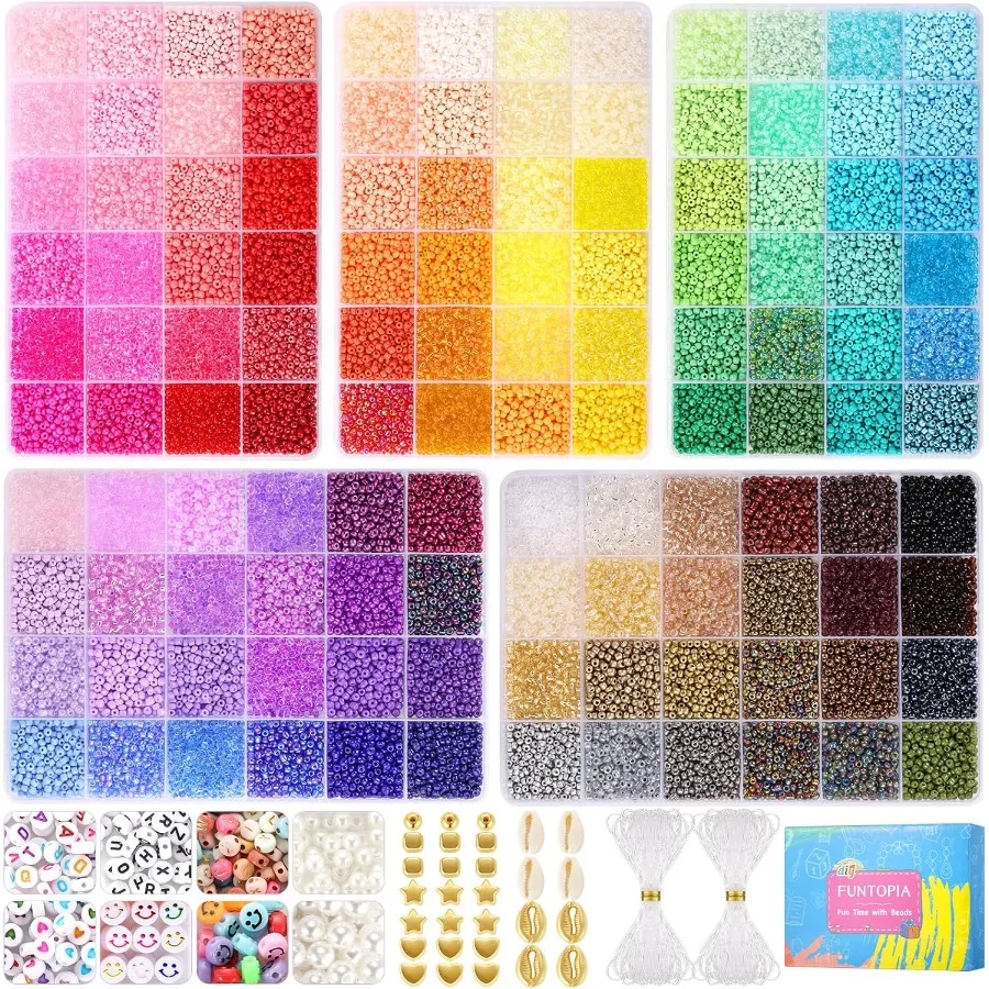 3mm 37000pcs+ Seed Beads for Jewelry Making 120 Colors Small Glass Beads for Bracelets Friendship Bracelet Kit with Alphabet Le
3mm 37000pcs+ Seed Beads for Jewelry Making 120 Colors Small Glass Beads for Bracelets Friendship Bracelet Kit with Alphabet Le