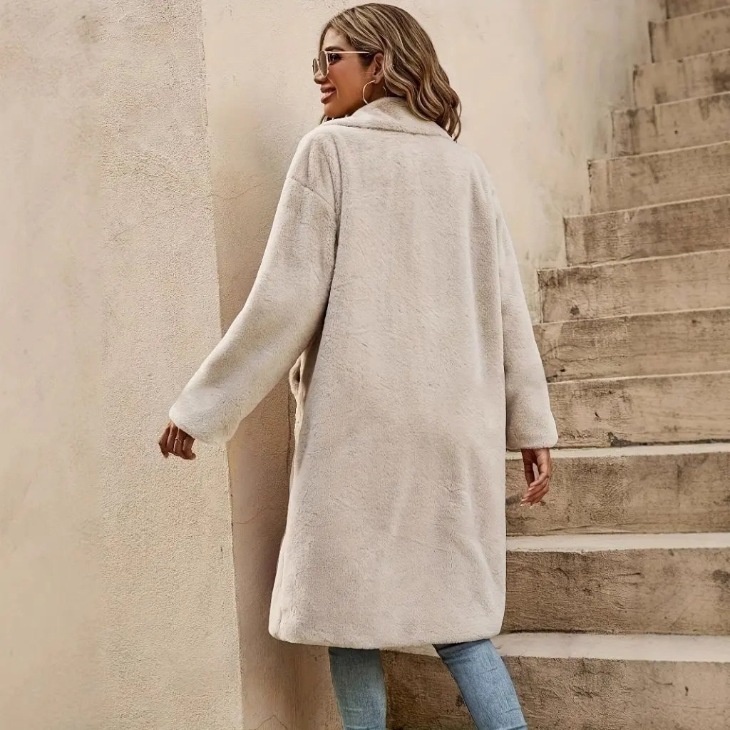 Women's Long Fluff Coat Autumn Winter Fine Lapel Lamb Wool Apricot Color Outerwear Fashionable European And US Style
Women's Long Fluff Coat Autumn Winter Fine Lapel Lamb Wool Apricot Color Outerwear Fashionable European And US Style