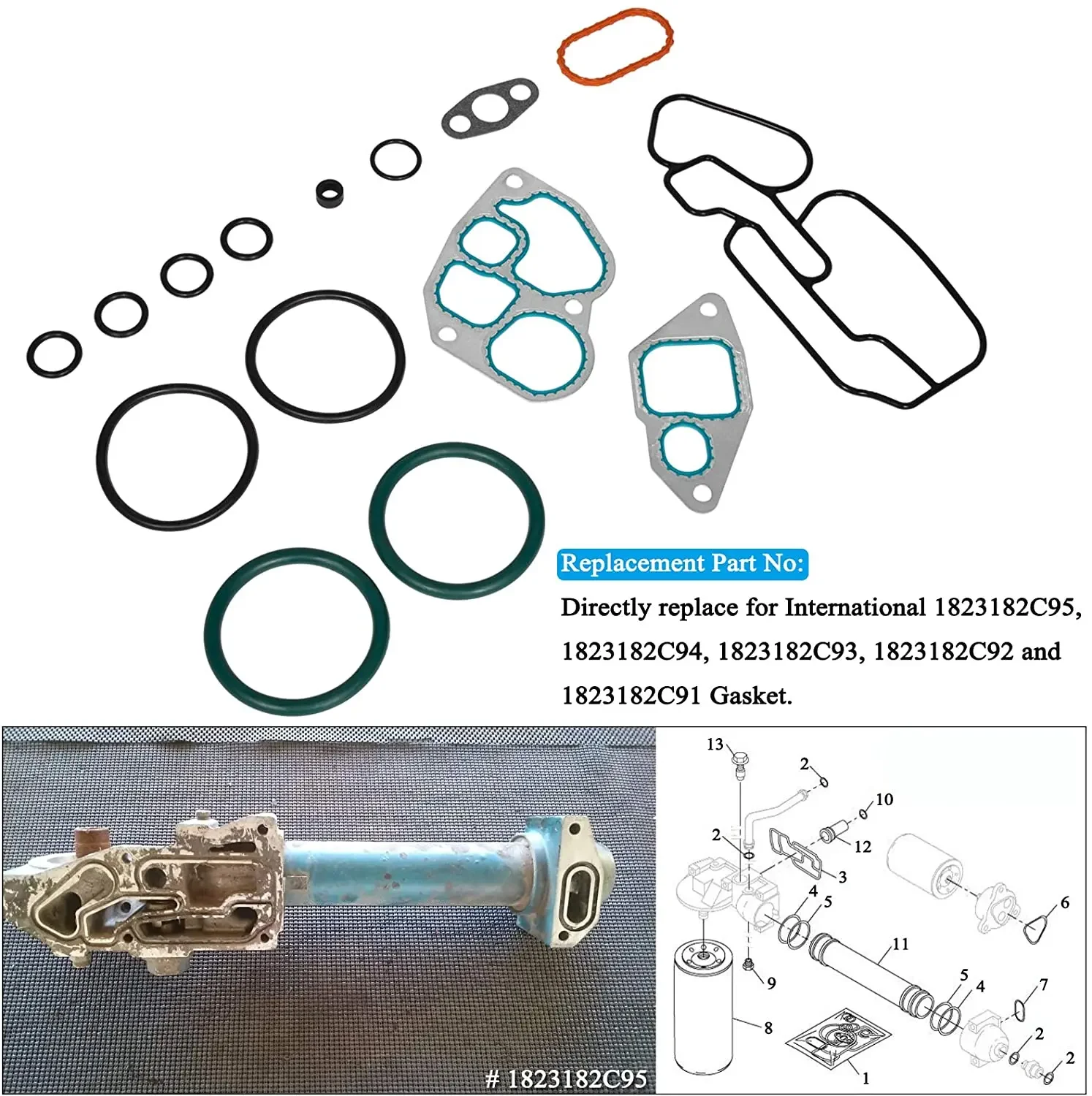 Chuang Qian Oil Cooler Mounting Gasket Kit For Navistar & International 1993-1997 DT466E 1823182C95, 1823182C94
Chuang Qian Oil Cooler Mounting Gasket Kit For Navistar & International 1993-1997 DT466E 1823182C95, 1823182C94