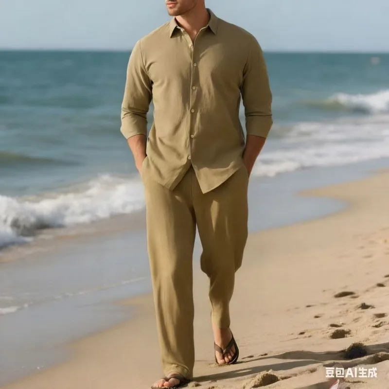 Mens Summer Solid Two Piece Set Long Sleeve Button Down Shirt And Pants Casual Outfit
Mens Summer Solid Two Piece Set Long Sleeve Button Down Shirt And Pants Casual Outfit