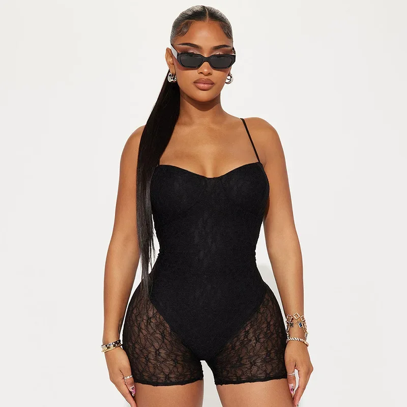 Fake 2 Piece Lace Playsuits 2025 Summer Women Sexy Spaghetti Straps Backless Sleeveless Slim Casual Rompers Club Overalls
Fake 2 Piece Lace Playsuits 2025 Summer Women Sexy Spaghetti Straps Backless Sleeveless Slim Casual Rompers Club Overalls