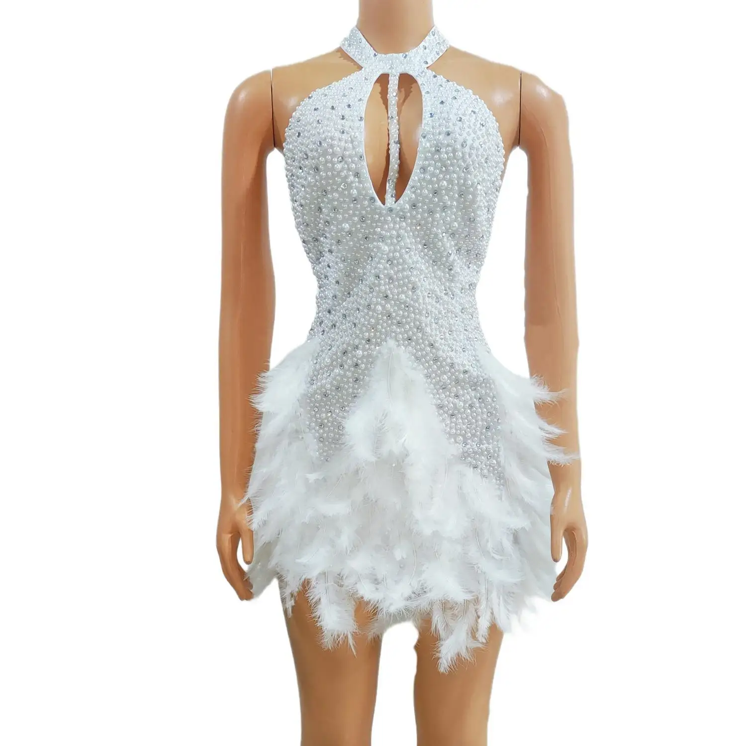 Zhuzhu Women Halter Keyhole Pearl Rhinestone Feather Hem Mini Dress Bodycon Birthday Cocktail Night Out Party Short Gown
Zhuzhu Women Halter Keyhole Pearl Rhinestone Feather Hem Mini Dress Bodycon Birthday Cocktail Night Out Party Short Gown