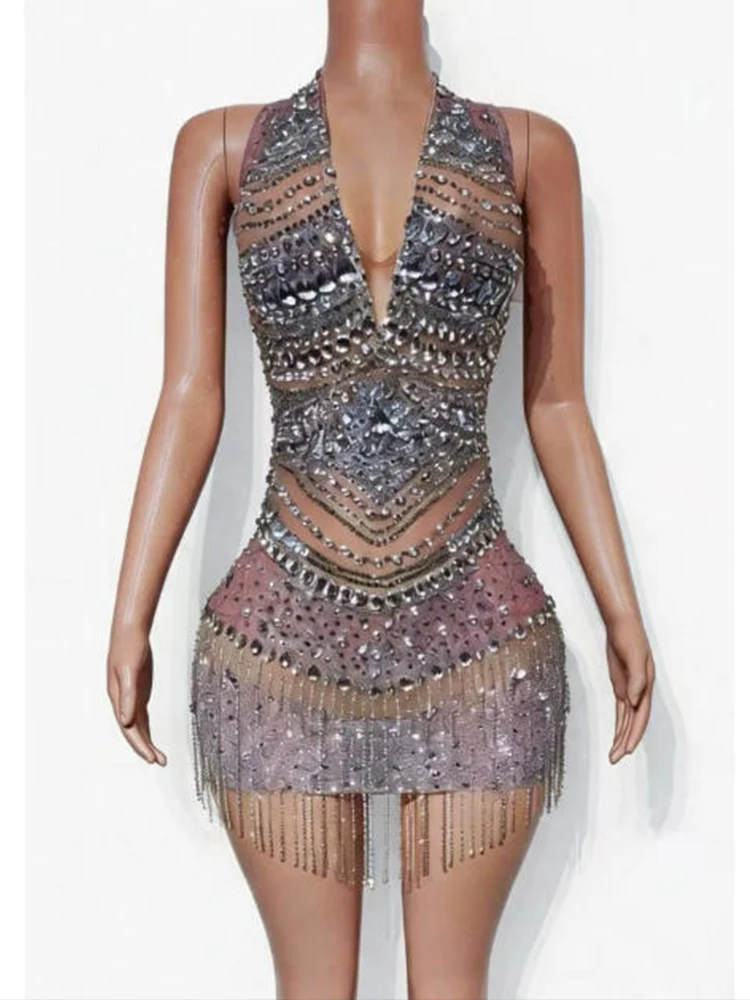 High Quality Rhinestone Tassel Sexy V-Neck Hanging Neck Dress 2026 New Fashionable Custom Women'S Clothing
High Quality Rhinestone Tassel Sexy V-Neck Hanging Neck Dress 2026 New Fashionable Custom Women'S Clothing