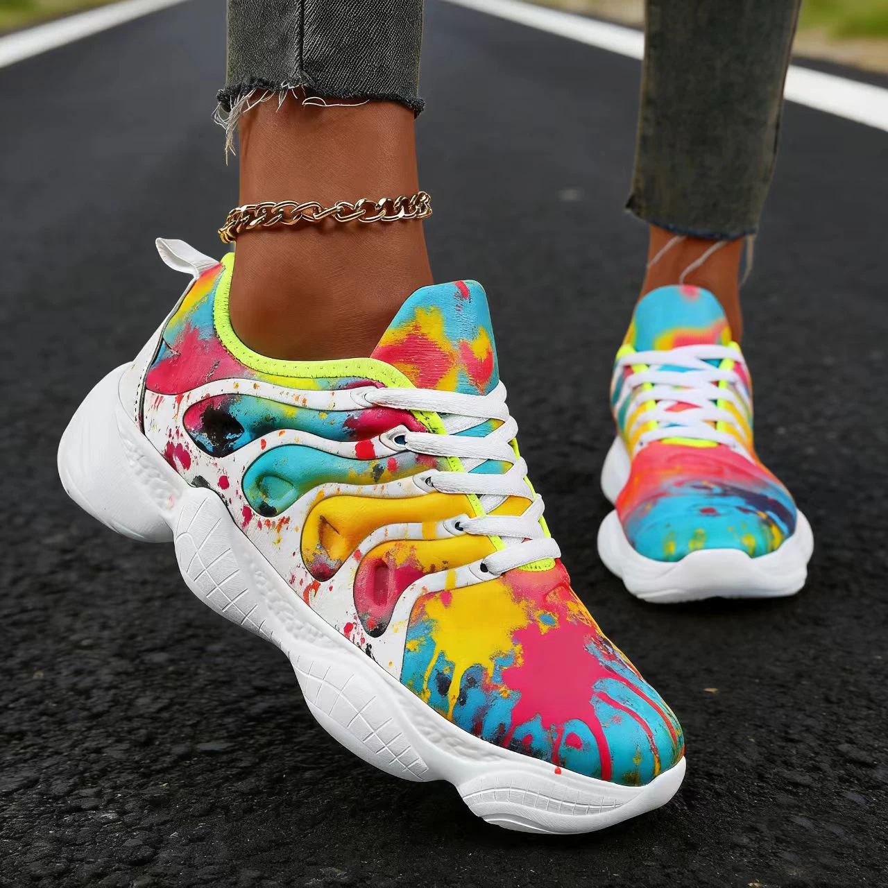 Женская спортивная обувь в мультяшном стиле с красочной струйной печатью — Модные туфли на высоком каблуке радужного цвета на 2026 год — удобные и
Женская спортивная обувь в мультяшном стиле с красочной струйной печатью — Модные туфли на высоком каблуке радужного цвета на 2026 год — удобные и