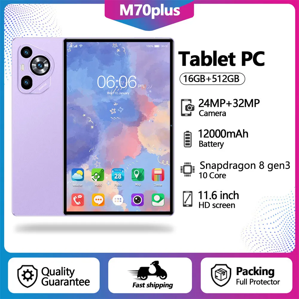 New Tablet Case For M70 Plus Global Version 4G 5G Dual SIM Android 11.6HD Face Recognition Tablet 16GB+1TB PC For Children's Kid
New Tablet Case For M70 Plus Global Version 4G 5G Dual SIM Android 11.6HD Face Recognition Tablet 16GB+1TB PC For Children's Kid