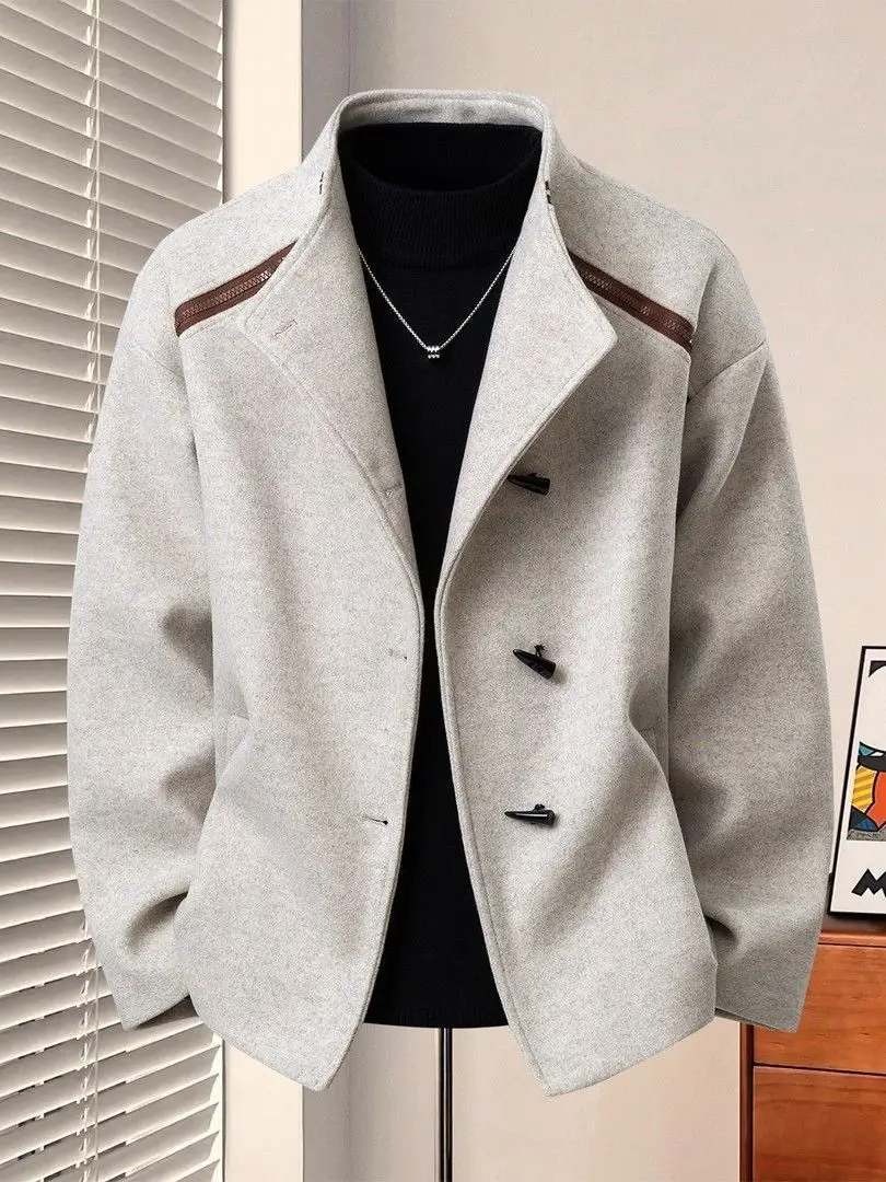 Winter New Men's ort Woolen Jaet Trendy Coat Overalls Polyester Fiber Long Sve Stand Version Youth Faion
Winter New Men's ort Woolen Jaet Trendy Coat Overalls Polyester Fiber Long Sve Stand Version Youth Faion