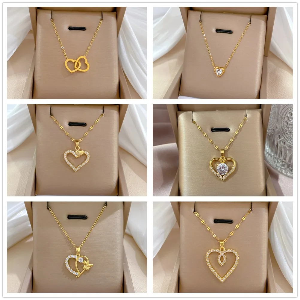 Trendy Heart Stainless Steel Zirconia Necklaces For Women Girls Love Gold Color Metal Necklace Party Birthday Daily Jewelry
Trendy Heart Stainless Steel Zirconia Necklaces For Women Girls Love Gold Color Metal Necklace Party Birthday Daily Jewelry