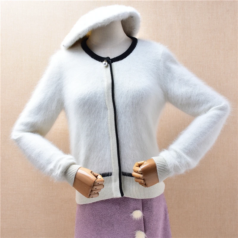 Ladies Women Fall Winter Fashion White Hairy Angora Rabbit Hair Knitted Short Style Long Sleeves Slim Caridgans Sweater Jacket
Ladies Women Fall Winter Fashion White Hairy Angora Rabbit Hair Knitted Short Style Long Sleeves Slim Caridgans Sweater Jacket