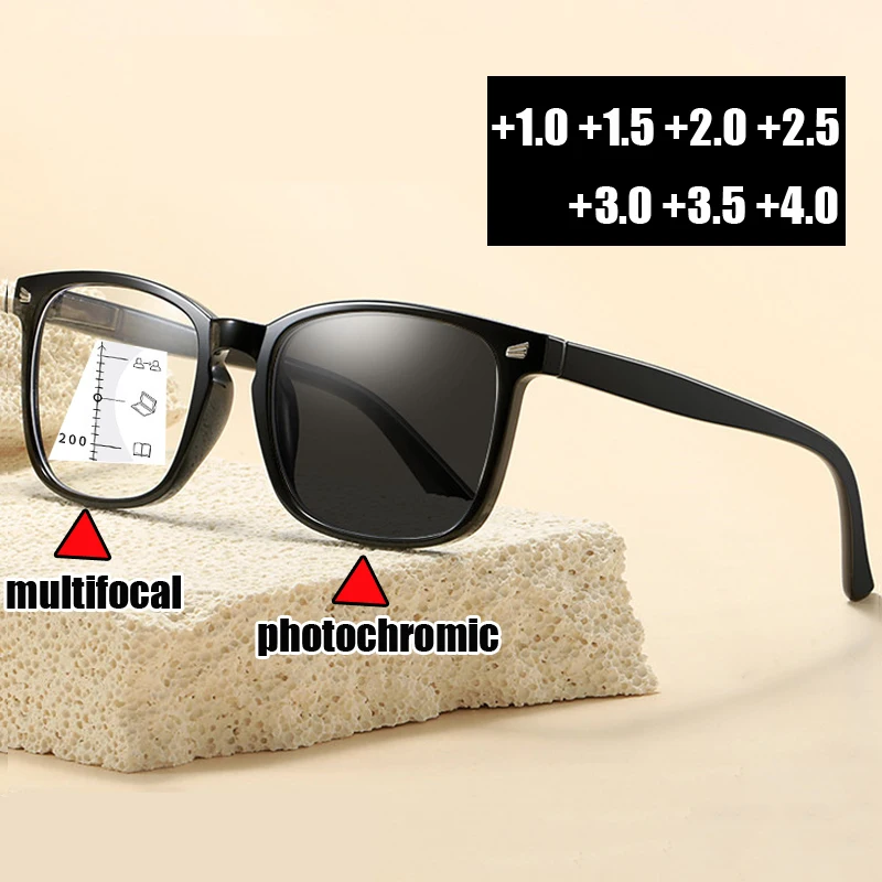 Outdoor Smart Color Changing Multifocal Reading Glasses with Diopter Fashion Square Anti Blue Light Presbyopia Eyeglasses To+4.0
Outdoor Smart Color Changing Multifocal Reading Glasses with Diopter Fashion Square Anti Blue Light Presbyopia Eyeglasses To+4.0