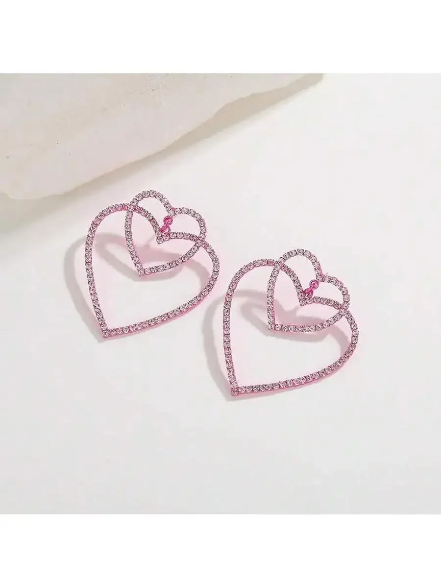 Rhinestone Heart Dangle Earrings For Women Sparkly Pink Love Jewelry
Rhinestone Heart Dangle Earrings For Women Sparkly Pink Love Jewelry