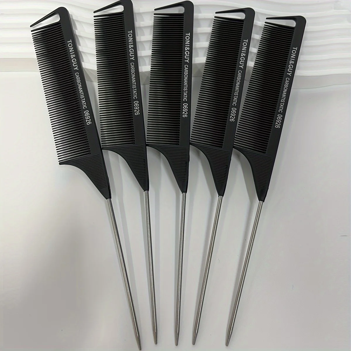 5Pcs Carbon Anti-Static Rat Tail Combs, Metal Pin Tail Comb for Hair Styling, Parting, Teasing
5Pcs Carbon Anti-Static Rat Tail Combs, Metal Pin Tail Comb for Hair Styling, Parting, Teasing