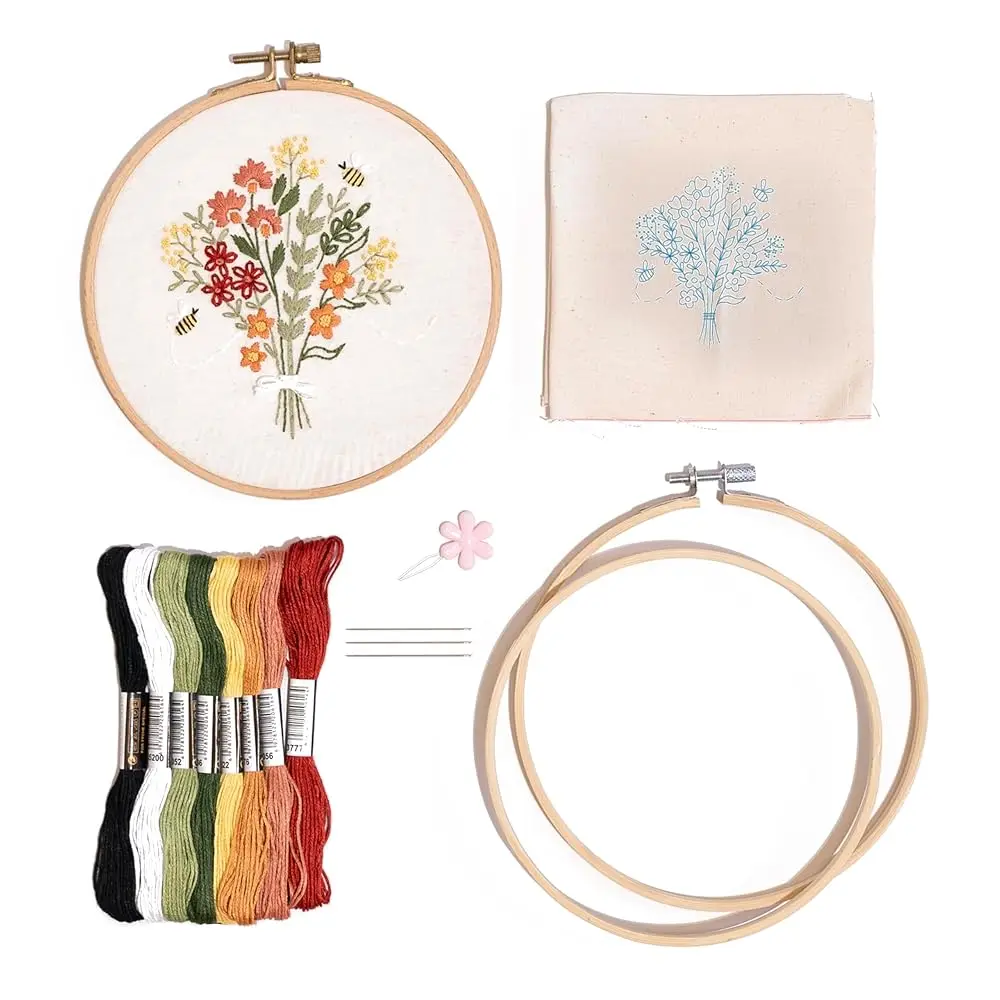 Buzzing Bouquet Embroidery Kit | DIY Cross Stitch Craft Kit with Bamboo Hoop & Embroidery Thread Packs | Complete Arts & Cra
Buzzing Bouquet Embroidery Kit | DIY Cross Stitch Craft Kit with Bamboo Hoop & Embroidery Thread Packs | Complete Arts & Cra
