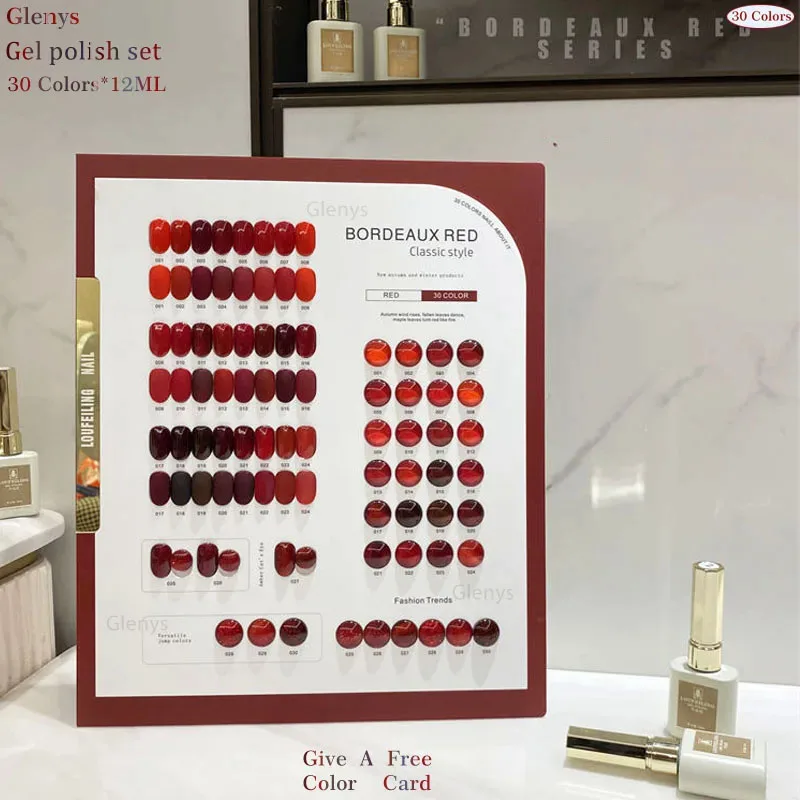 Glenys 30-цветный бордоский красный лак для ногтей, гель, популярный гель для замачивания, карта подбора цветов, магазин ногтей, незаменимый набор прозрачных покрытий
Glenys 30-цветный бордоский красный лак для ногтей, гель, популярный гель для замачивания, карта подбора цветов, магазин ногтей, незаменимый набор прозрачных покрытий
