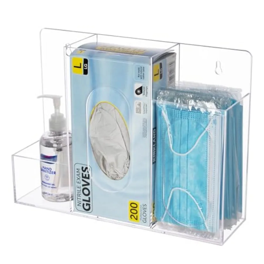 Acrylic Hygiene Dispenser Station with 3 Compartments - Triple Sanitation Station Holder Dispenser for Face Masks Gloves Box Ha
Acrylic Hygiene Dispenser Station with 3 Compartments - Triple Sanitation Station Holder Dispenser for Face Masks Gloves Box Ha
