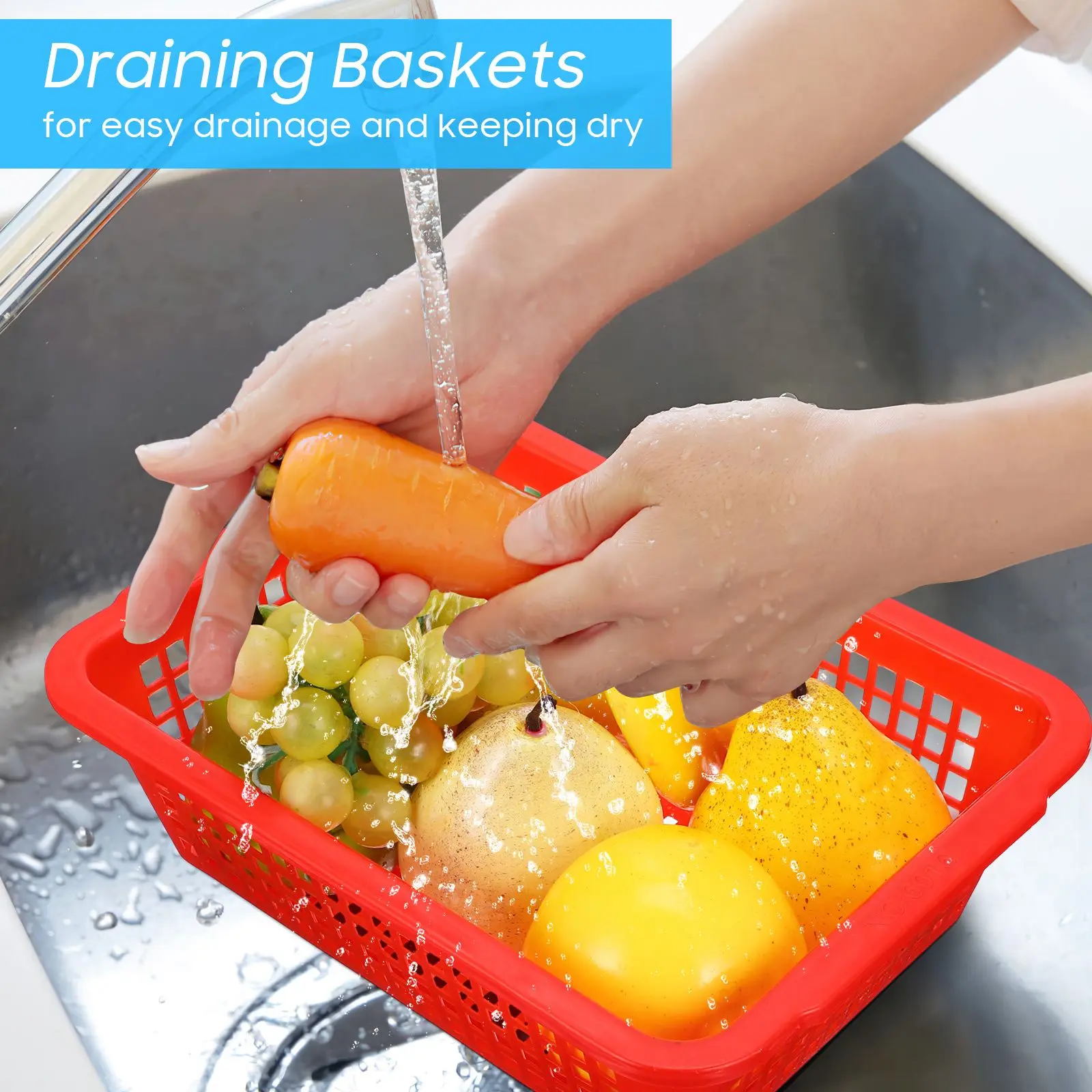 4Pcs Drainage Storage Baskets Rectangular Kitchen Ware ABS Material Large Capacity WhiteRedBlueGreen Color Vegetable Fruit
4Pcs Drainage Storage Baskets Rectangular Kitchen Ware ABS Material Large Capacity WhiteRedBlueGreen Color Vegetable Fruit
