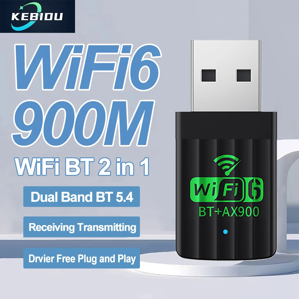 900Mbps USB WiFi 6 Bluetooth 5.4 Adapter 2.4G 5G USB Dongle WiFi Receiver Transmitter For PC/Laptop Windows 10/11 Driver Free
900Mbps USB WiFi 6 Bluetooth 5.4 Adapter 2.4G 5G USB Dongle WiFi Receiver Transmitter For PC/Laptop Windows 10/11 Driver Free