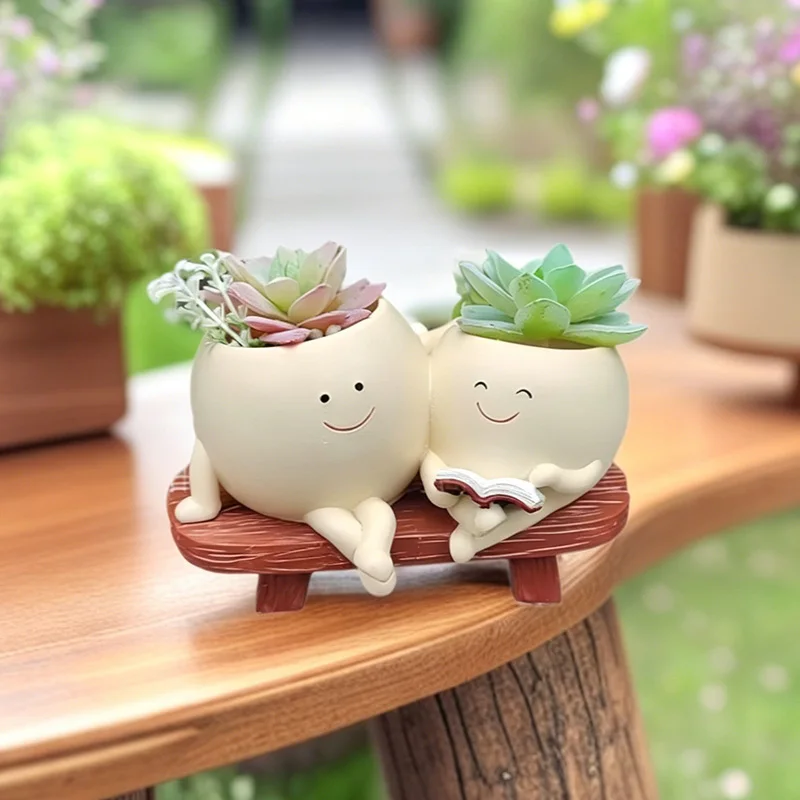 Cute Resin Double Planter Creative Smiling Face Flowerpot Mini Desktop Potted Succulent Plant Flower Pot Garden Home Decoration
Cute Resin Double Planter Creative Smiling Face Flowerpot Mini Desktop Potted Succulent Plant Flower Pot Garden Home Decoration