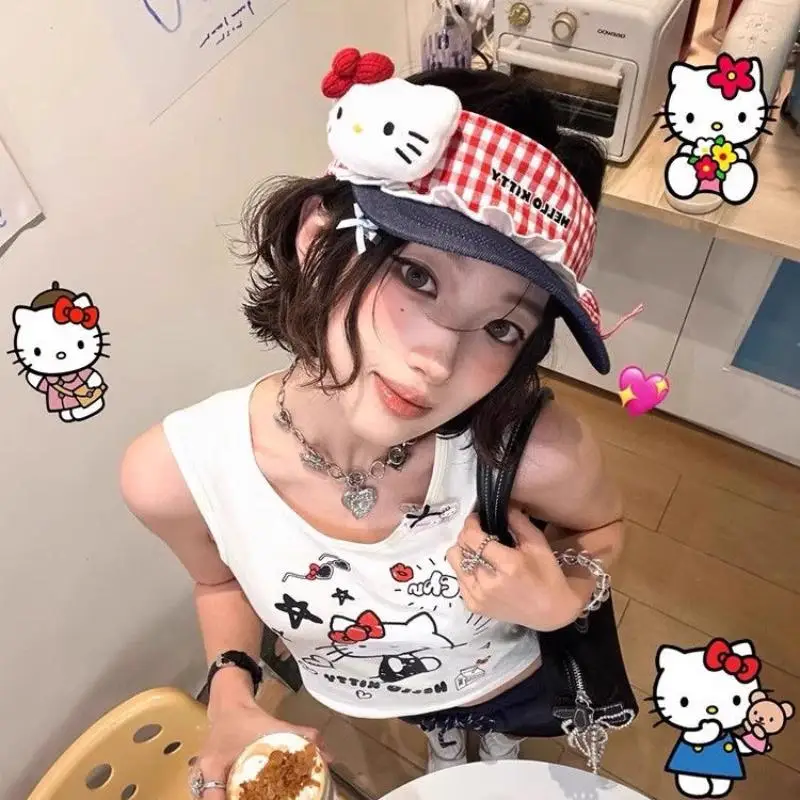 Sanrio Kawaii Hat Hello Kittys Cute Outdoor Sun Hat Summer Girl Versatile Sweet New Style Fashion Cartoon Gift for Girlfriend 
Sanrio Kawaii Hat Hello Kittys Cute Outdoor Sun Hat Summer Girl Versatile Sweet New Style Fashion Cartoon Gift for Girlfriend