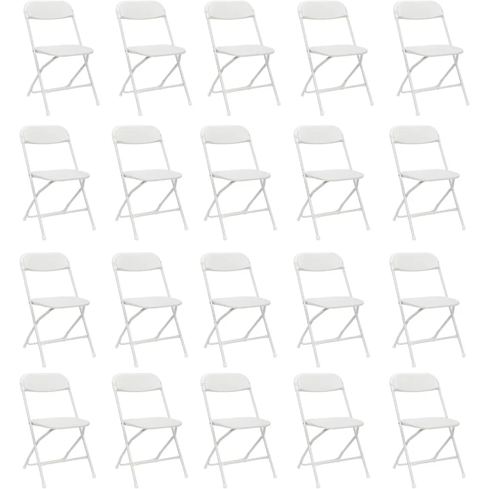 20 Pack White Plastic Folding Chairs, Portable Party Chairs, Stackable Commercial Seats with Steel Frame for Home Office Wedding
20 Pack White Plastic Folding Chairs, Portable Party Chairs, Stackable Commercial Seats with Steel Frame for Home Office Wedding