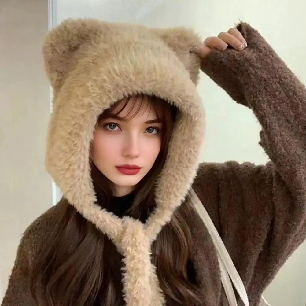 Elastic Women Hat Winter Hat Cozy Winter Knitted Bear Hat with Lace-up Detail for Women Thick Warm Plush Headwear for Weather
Elastic Women Hat Winter Hat Cozy Winter Knitted Bear Hat with Lace-up Detail for Women Thick Warm Plush Headwear for Weather