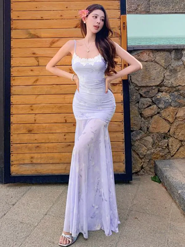 Fashionable Lace Splice Strap Dress Women's Summer High Waist Bubble Hem Kimono Style Sleeveless Square Collar Midi Dress
Fashionable Lace Splice Strap Dress Women's Summer High Waist Bubble Hem Kimono Style Sleeveless Square Collar Midi Dress