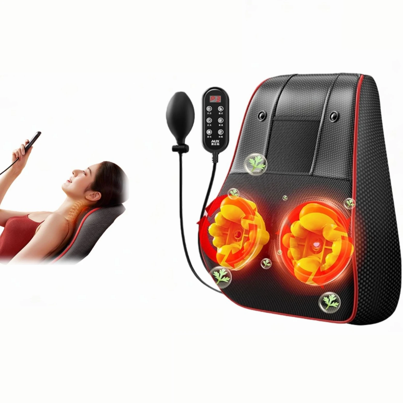 Electric Cervical Pillow For Neck gasbag Ttraction Shiatsu Head Body Back Waist Massager Car With Heating Vibrating Massage
Electric Cervical Pillow For Neck gasbag Ttraction Shiatsu Head Body Back Waist Massager Car With Heating Vibrating Massage