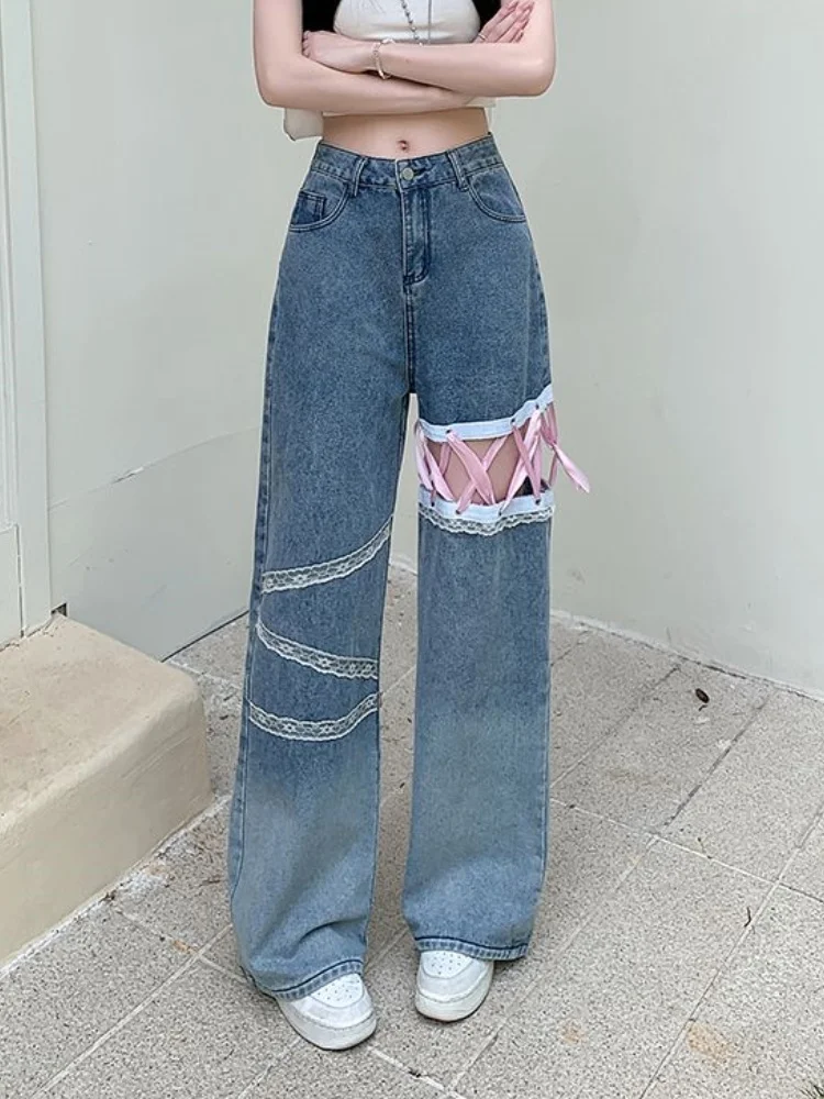 2025 Ropa Y2K Fashion Lace Patchwork Baggy Stacked New Jeans Pants For Women Clothing Wide Leg Korean Casual Lady Denim Trousers
2025 Ropa Y2K Fashion Lace Patchwork Baggy Stacked New Jeans Pants For Women Clothing Wide Leg Korean Casual Lady Denim Trousers