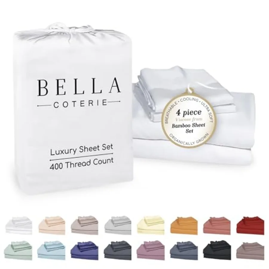 Bella Coterie Luxury Bamboo Viscose Queen Size Sheet Set 100% Organically Grown Ultra Soft Cooling for Hot Sleepers 18" Deep Po
Bella Coterie Luxury Bamboo Viscose Queen Size Sheet Set 100% Organically Grown Ultra Soft Cooling for Hot Sleepers 18" Deep Po