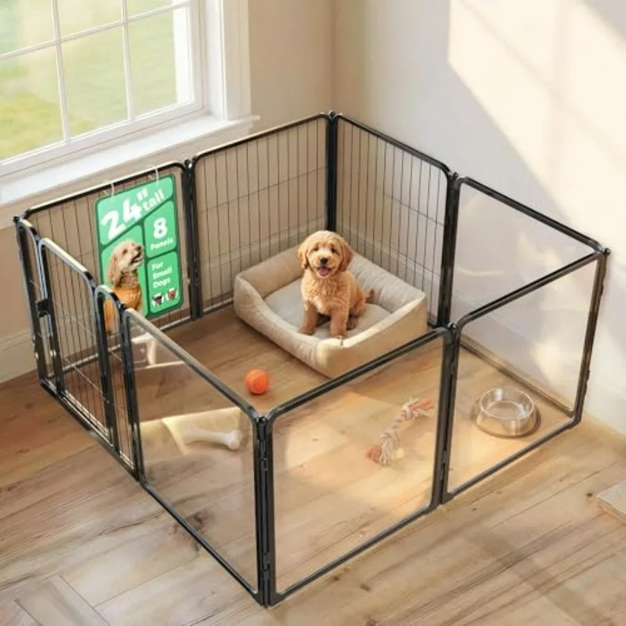 AuraSpace Pro Acrylic and Wire Mesh Indoor Dog Playpen, 24" Height 8 Panels Metal Dog Pen for Puppies and Small Dogs, │Patented
AuraSpace Pro Acrylic and Wire Mesh Indoor Dog Playpen, 24" Height 8 Panels Metal Dog Pen for Puppies and Small Dogs, │Patented