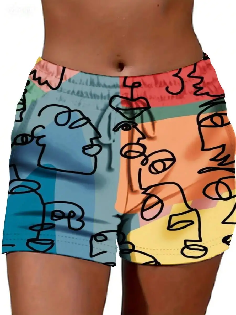 Womens Abstract Face Print Shorts Multicolor Artistic Casual Shorts
Womens Abstract Face Print Shorts Multicolor Artistic Casual Shorts