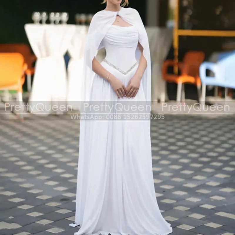 White Chiffon Mother Of The Bride Dresses Beaded A Line Shawl Cape Customized Long Wedding Party Dress
White Chiffon Mother Of The Bride Dresses Beaded A Line Shawl Cape Customized Long Wedding Party Dress