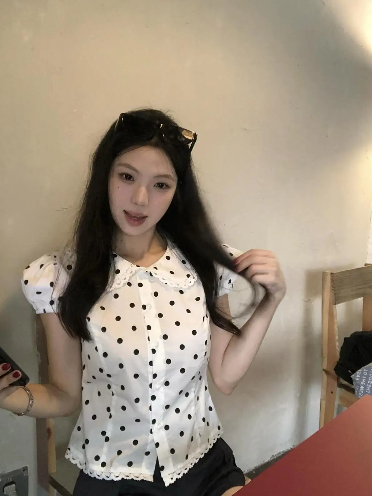 Kumikumi Design Polka Dot White Short Sleeve Doll Collar Shirt Women's Summer Anti-Aging Versatile Top Fashion Ladies Shirt
Kumikumi Design Polka Dot White Short Sleeve Doll Collar Shirt Women's Summer Anti-Aging Versatile Top Fashion Ladies Shirt