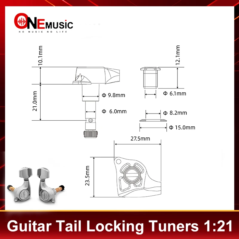 SAPHUE Guitar Tail Locking Tuners 1:21 Tuning Key Pegs Machine Head with Hexagonal Handle for Electric Folk or Acoustic Guitars
SAPHUE Guitar Tail Locking Tuners 1:21 Tuning Key Pegs Machine Head with Hexagonal Handle for Electric Folk or Acoustic Guitars