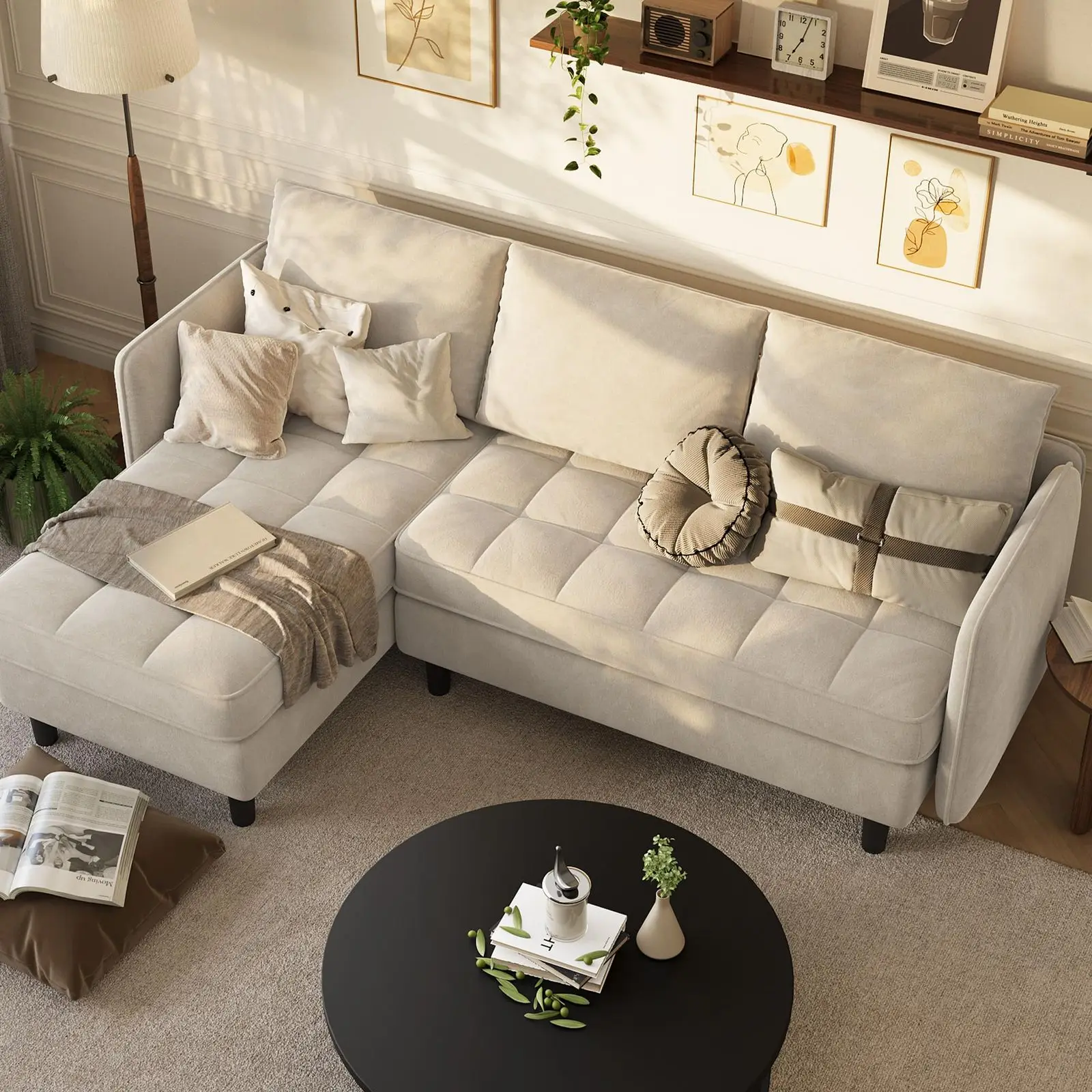 Convertible L-Shaped Sectional Sofa, Reversible Chenille Couch with Hidden Storage, Space-Saving Modern Small Sofa Bed
Convertible L-Shaped Sectional Sofa, Reversible Chenille Couch with Hidden Storage, Space-Saving Modern Small Sofa Bed