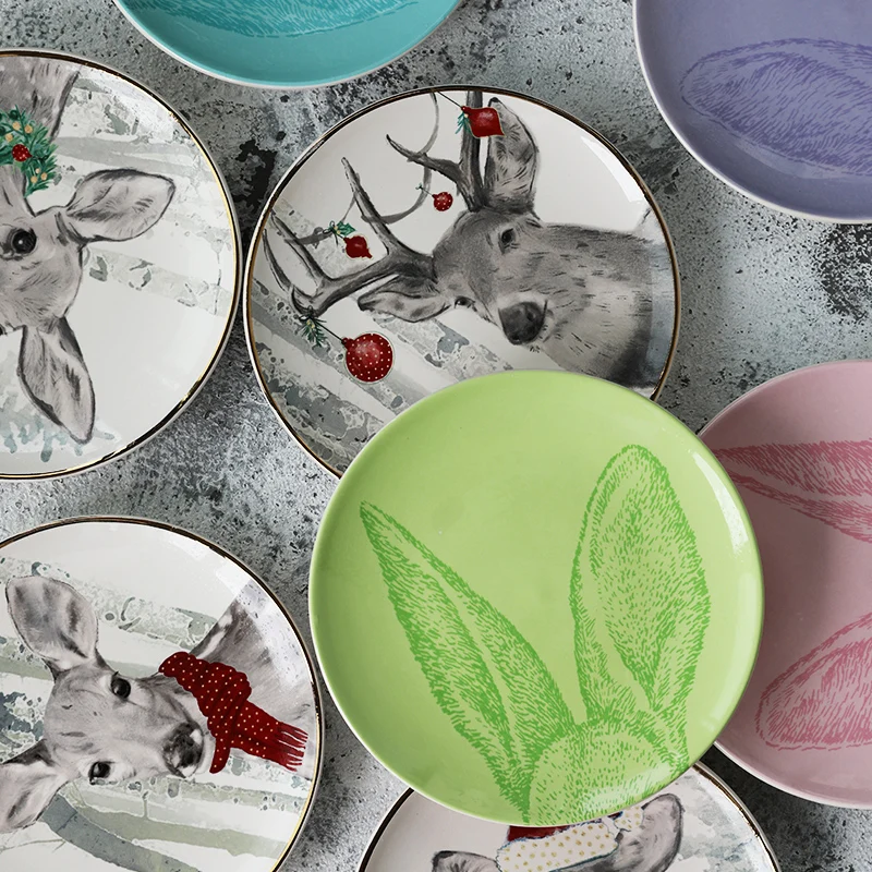 Porcelain plate 7 inches medium shallow plate Japanese style home creative vegetable cartoon deer underglaze color
Porcelain plate 7 inches medium shallow plate Japanese style home creative vegetable cartoon deer underglaze color