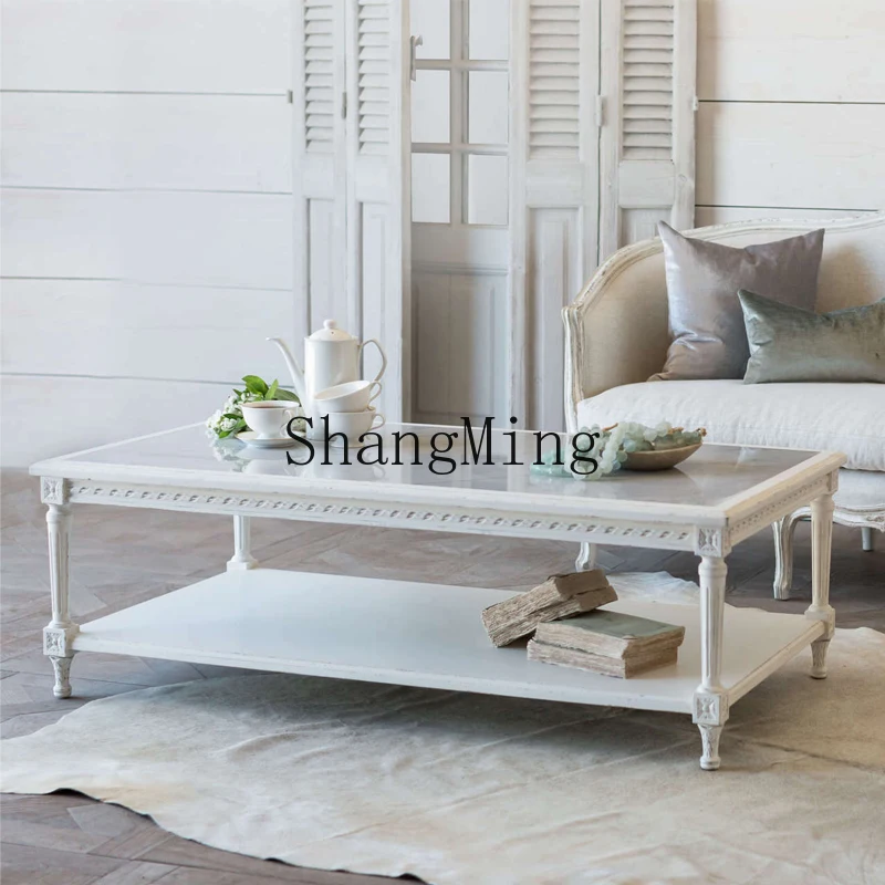DHY marble coffee table retro solid wood coffee table white wood carved furniture
DHY marble coffee table retro solid wood coffee table white wood carved furniture