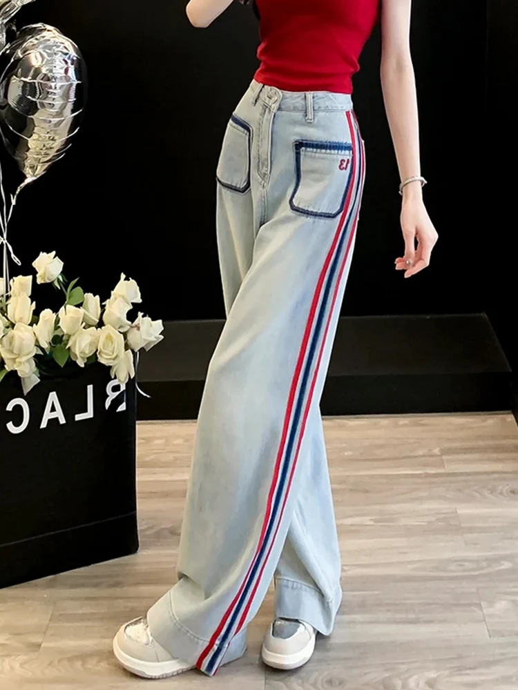 High Waist Wide Leg Jeans Women Loose Fit Straight Cut Denim Pants Color Block plus Size Pear Shape Body Slimming Spring Summer
High Waist Wide Leg Jeans Women Loose Fit Straight Cut Denim Pants Color Block plus Size Pear Shape Body Slimming Spring Summer