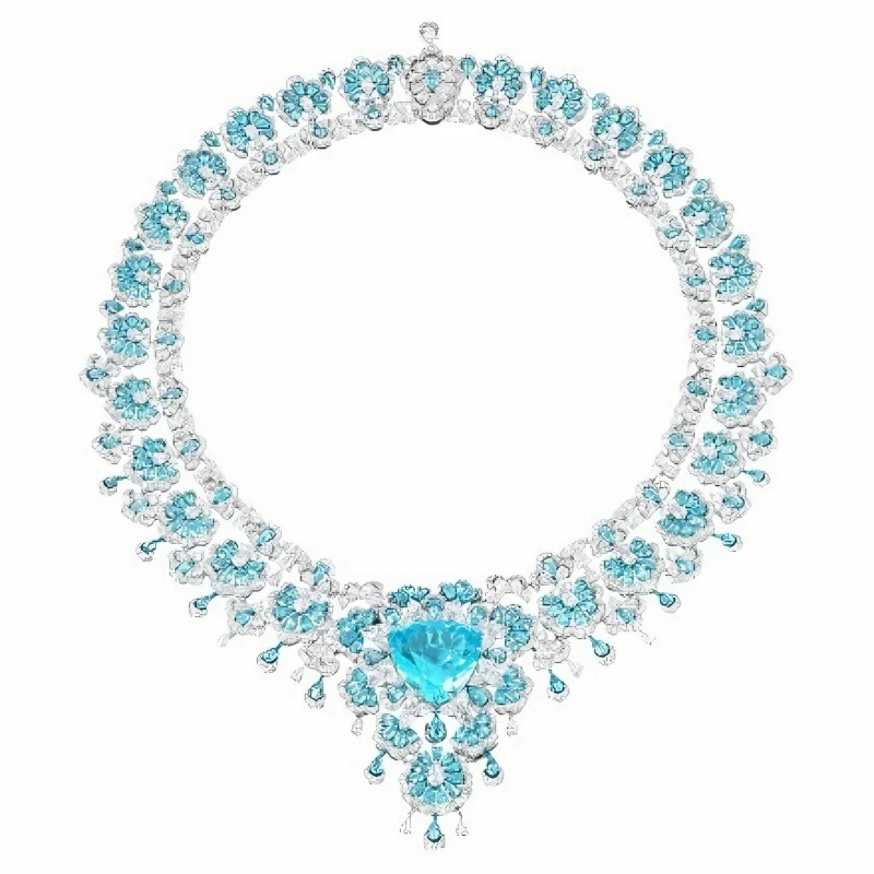 CAOMEO Fine Jewelry Pendant Chain 925 Silver High Carbon Diamond Paraiba Tourmaline Blue Luxury Banquet Women's Necklace
CAOMEO Fine Jewelry Pendant Chain 925 Silver High Carbon Diamond Paraiba Tourmaline Blue Luxury Banquet Women's Necklace